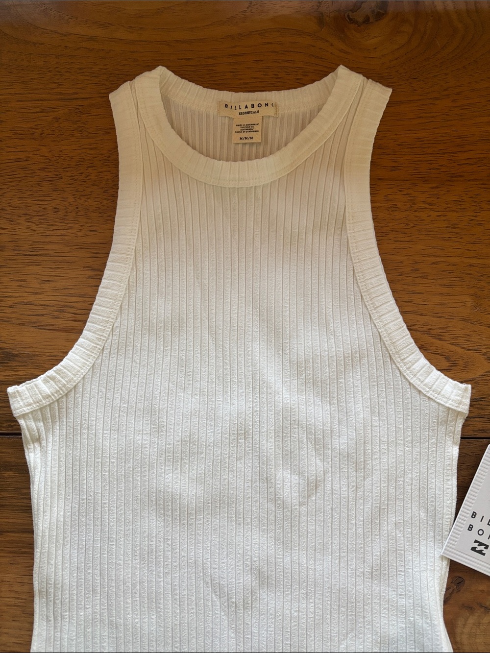 Billabong Cream Ribbed Racerback Tank Top - Picture 6 of 6
